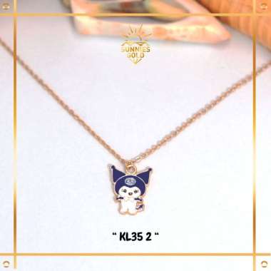 KALUNG RANTAI ANAK SATU SET DENGAN LIONTIN KUROMI EMAS ASLI EMAS MUDA KADAR 6K (300) & 8K (375) KALU