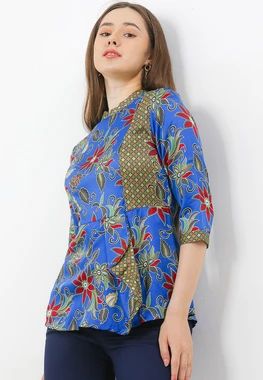 Adikusuma Blouse Batik Flora 202038019 - Biru