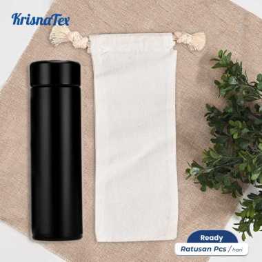Krisnatex Pouch Serut Blacu untuk Tumbler Polos - Tas Kantong Botol Minum