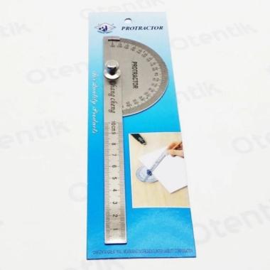PENGGARIS BUSUR DERAJAT 180 / PROTRACTOR STAINLESS 10CM - 180 DERAJAT