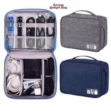 01 dompet tas kabel usb charger travel cable pouch organizer bag TEBAL Merah