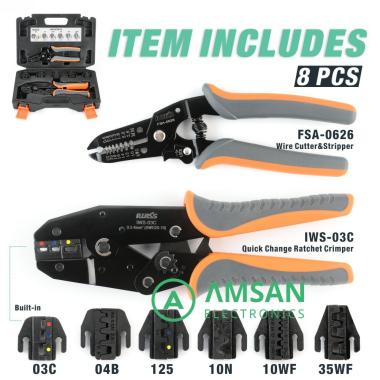 IWISS KIT 0535 Quick Change Crimping Tool Set Tang Skun Multifungsi 03C 04B 125 10N 10WF 35WF