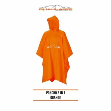 poncho jas hujan dhaulagiri 3 in 1 bivak - ponco raincoat waterproof Orange
