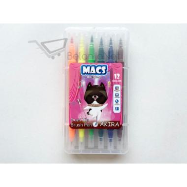 Brush Pen | Pen Kuas MACS 12 warna (Dual TIP : Brush Pen + Color Pen)
