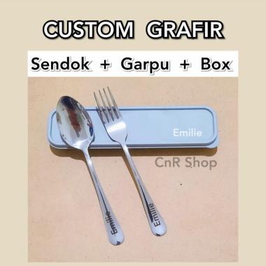 Sendok Makan Hotel Stainless Set Garpu Box Custom Grafir Spoon Fork