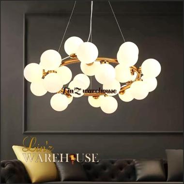 Lampu gantung MODERN LED RING 25 GLASS BALL pendant light
