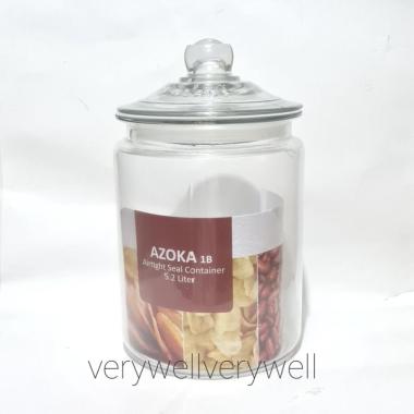 Azoka 1B toples kaca bulat 5,2 liter tutup kaca plus seal karet