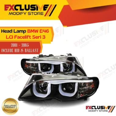 HEAD LAMP/LAMPU DEPAN BMW E46 LCI FACELIFT SERI 3 2001-2005 INCLUDE HID & BALLAST