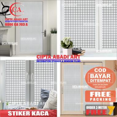 Stiker Kaca Motif Kotak Putih L-90 ukuran LEBAR 90 CM