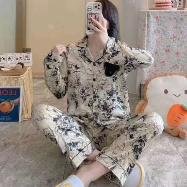 Piyama Satin Lengan Panjang Import Premium | Baju Tidur Satin Lengan Panjang | Piyama Dewasa Satin B