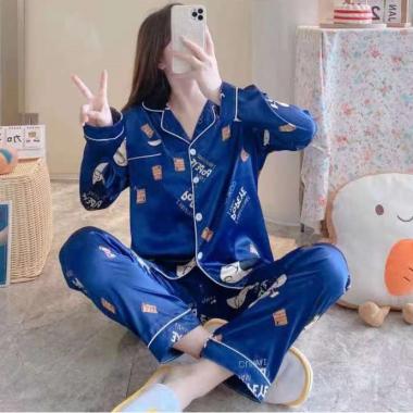 Piyama Satin Lengan Panjang Import Premium | Baju Tidur Satin Lengan Panjang | Piyama Dewasa Satin P