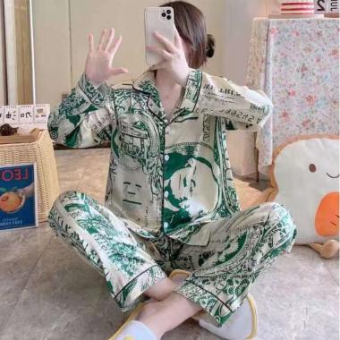 Piyama Satin Lengan Panjang Import Premium | Baju Tidur Satin Lengan Panjang | Piyama Dewasa Satin U