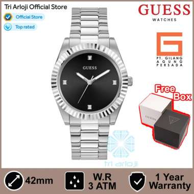 GUESS Watches GW0542G1 Original CONNOISSEUR - Jam Tangan Pria Analog -Silver Stainless Steel