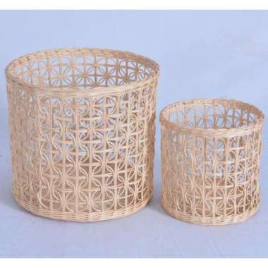 Kawung Round Basket RCBA-23058 / Keranjang Organizer Rotan / Keranjang Multifungsi Rotan Asl  set