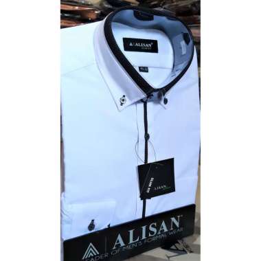 ALISAN Original Kemeja Polos-Kombinasi Lengan Panjang - SLIM FIT | PUTIH 15