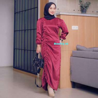 DARLA ANDINI DRESS SERUT | GAMIS SERUT SATIN | DRESS KONDANGAN BRIDESMAID Maroon
