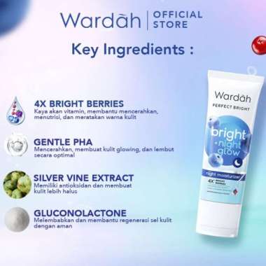 Wardah Perfect Bright + Night Glow Night Moisturizer 20ml - Cream Malam