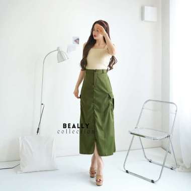 Rok Cargo Belah Cotton Twill Skirt Korean Style Wanita Kekinian | Muna Skirt | Rok Cargo Belah Tenga