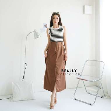 Rok Cargo Belah Cotton Twill Skirt Korean Style Wanita Kekinian | Muna Skirt | Rok Cargo Belah Tenga