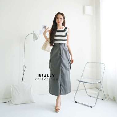 Rok Cargo Belah Cotton Twill Skirt Korean Style Wanita Kekinian | Muna Skirt | Rok Cargo Belah Tenga