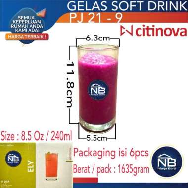 Gelas Ely | 240 mL | Citinova | Gelas Tinggi / Gelas Highball (6pcs)