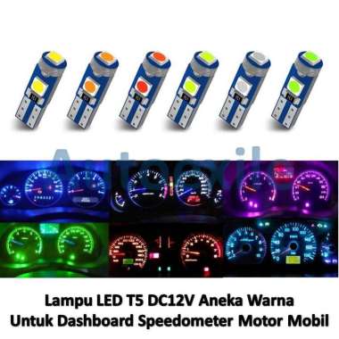 Lampu LED T5 3Titik Panel Dashboard Speedometer Wedge Instrumen Interior Gigi Mobil Motor Warna Biru