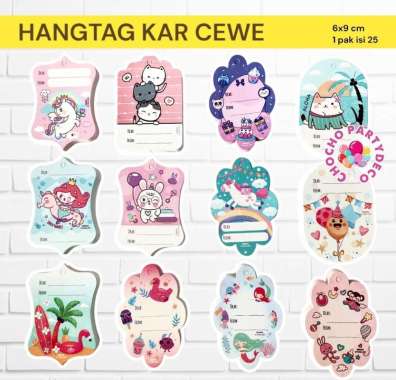 Hang Tag Kue UNICORN MERMAID isi 25 / Kartu Ucapan Label Ulang Tahun Variasi E