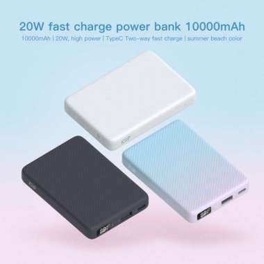 KiiP E48 PowerBank 10000mAh USB Type-C PD QC Fast Charging 20W Putih
