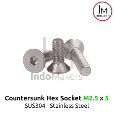 DIN7991 Hex Countersunk Screw / Baut Flat Hexa Stainless Steel M2.5x5