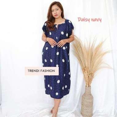 Daster rumah murah jumbo XXL / daster rayon adem Jumbo Busui daisy navy