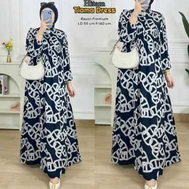 Efelyn Dress Wanita Armani Silk Brown Gamis Terbaru Lengan Balon Panjang Baju Muslim Ruffel Polos Kekinian LD 110 cm Tiama Hitam