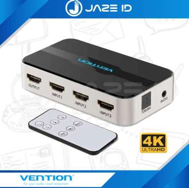 Vention HDMI 2.0 Switcher 3 Input 1 Output 4K Aux Toslink Optic Out In AUX DAN OPTIC