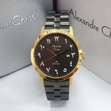 ALEXANDRE CHRISTIE AC 1007 AC1007 PRIA BLACK GOLD ANGKA ARAB ORIGINAL