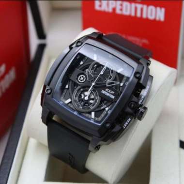 JAM TANGAN PRIA EXPEDITION 3008 EXP 3008 FULL BLACK RUBBER ORIGINAL