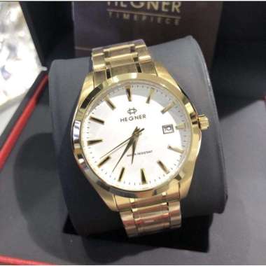 JAM TANGAN PRIA HEGNER 1678 HW 1678G ORIGINAL GOLD WHITE