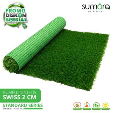 Karpet Rumput Sintetis Swiss 2 cm Sumara Artificial - Standar, Lebar 1x0,5m Meteran 1x1m Standar