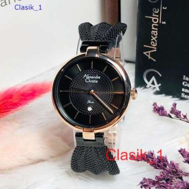 Original 100%!! Alexandre Christie Wanita AC 2872 / AC2872 Black Rosegold Garansi Resmi 1 tahun