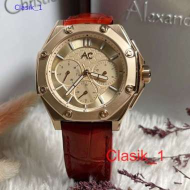 Original 100%!! Alexandre Christie Wanita AC 9601 AC9601 Kulit Rosegold Red Garansi Resmi 1 Tahun