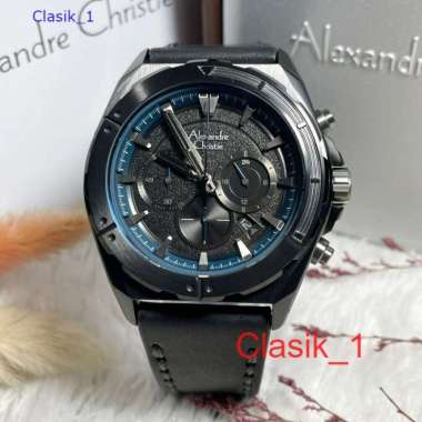 Original 100%!! Jam Alexandre Christie Pria AC 6664 AC6664 Black Blue Garansi Resmi 1 tahun