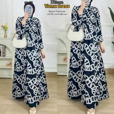Shella Dress Wanita Armani Silk Gamis Terbaru Lengan Panjang Baju Muslim Ruffe Polos Kekinian LD 110 cm Tiama Hitam