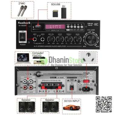 Baru Power Amplifier Sunbuck Bluetooth Karaoke 2 Ch Remote 2000 Watt Terlaris