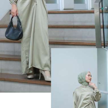 Mimosa Dress Serut Samping Satin Silk Premium | Gamis Serut Wanita Kondangan | Dress Satin Bridesmai