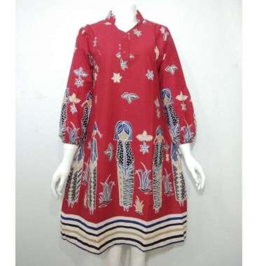 TUNIK PUTRI ASOKA JUMBO | DRESS BATIK WANITA BUSUI LD 140 Merah 2