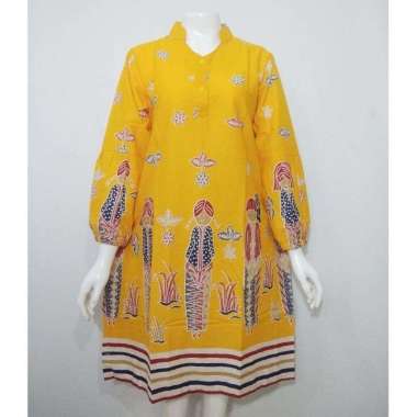TUNIK PUTRI ASOKA JUMBO | DRESS BATIK WANITA BUSUI LD 140 Kuning 2