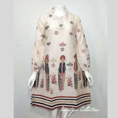 TUNIK PUTRI ASOKA JUMBO | DRESS BATIK WANITA BUSUI LD 140 Cream