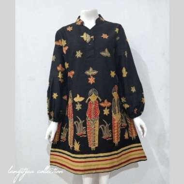TUNIK PUTRI ASOKA JUMBO | DRESS BATIK WANITA BUSUI LD 140 Hitam1