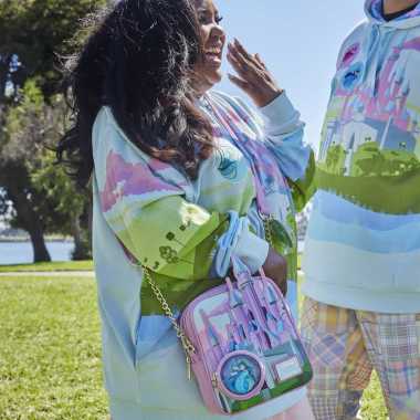 Loungefly Disney Sleeping Beauty Castle Three Good Fairies Stained Glass Crossbody Bag