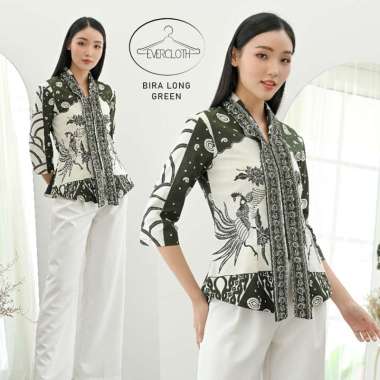 Evercloth Bira Long NEW Atasan Batik Wanita Batik Lengan Panjang Batik L GREEN