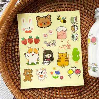 stiker karakter lucu stiker tq thank you stiker handmade stiker box rabbit (kuning)