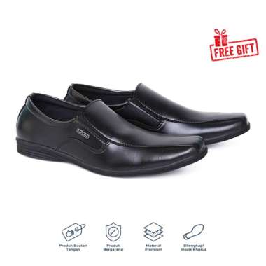 SPV X [FREE GIFT] Catenzo - HJ 020 Sepatu Pantofel Casual Pria Original Kulit Sintetis Hitam / Sepat